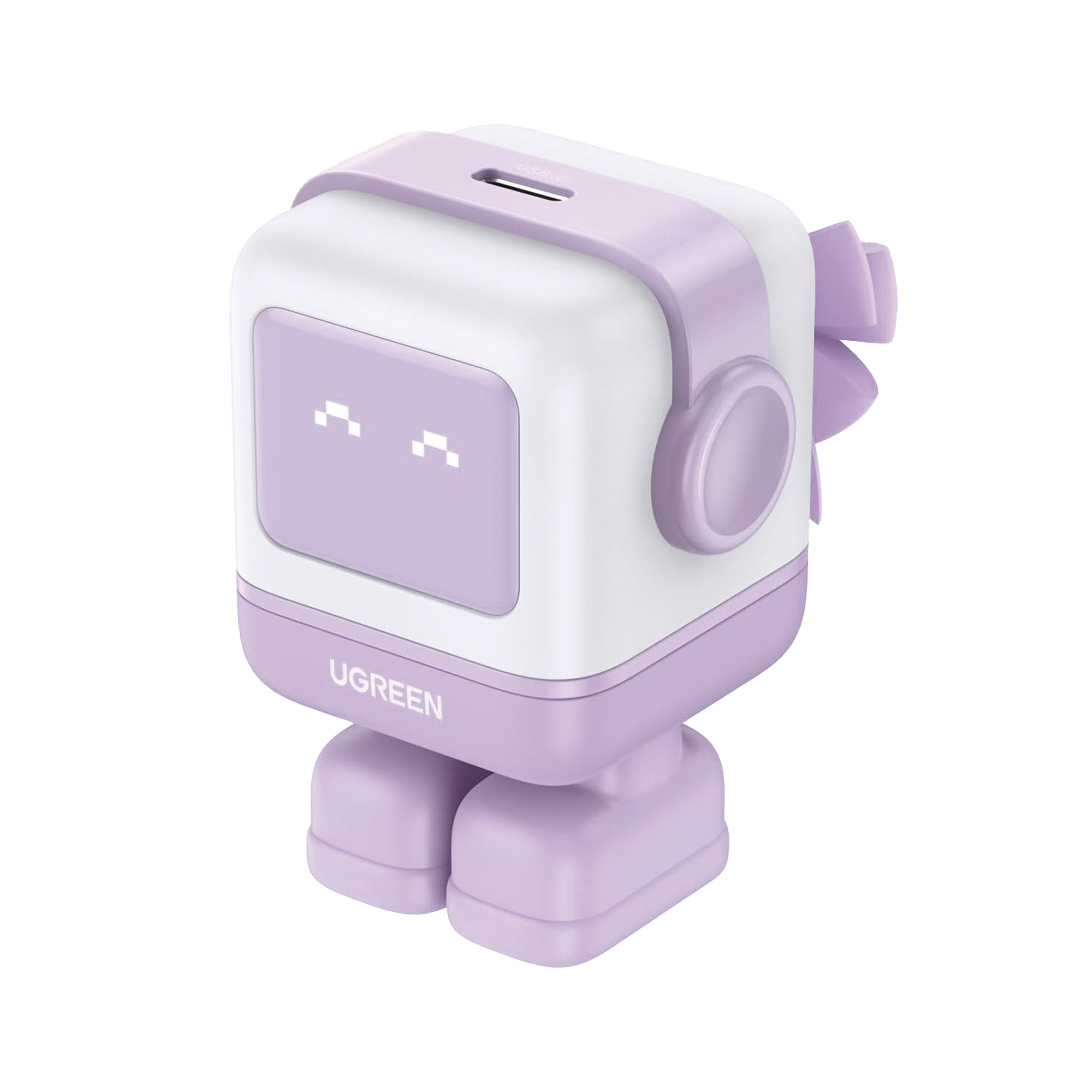 Cargador Mini GaNRobot 30W serie Nexode | 1 USB-C de Carga Rápida | Tecnología GaN II | Multiprotocolo PD/QC/SCP/FCA | Carga Inteligente | Pantalla LED | Zapato Magnético Extraíble | Thermal Guard | Color Lila.