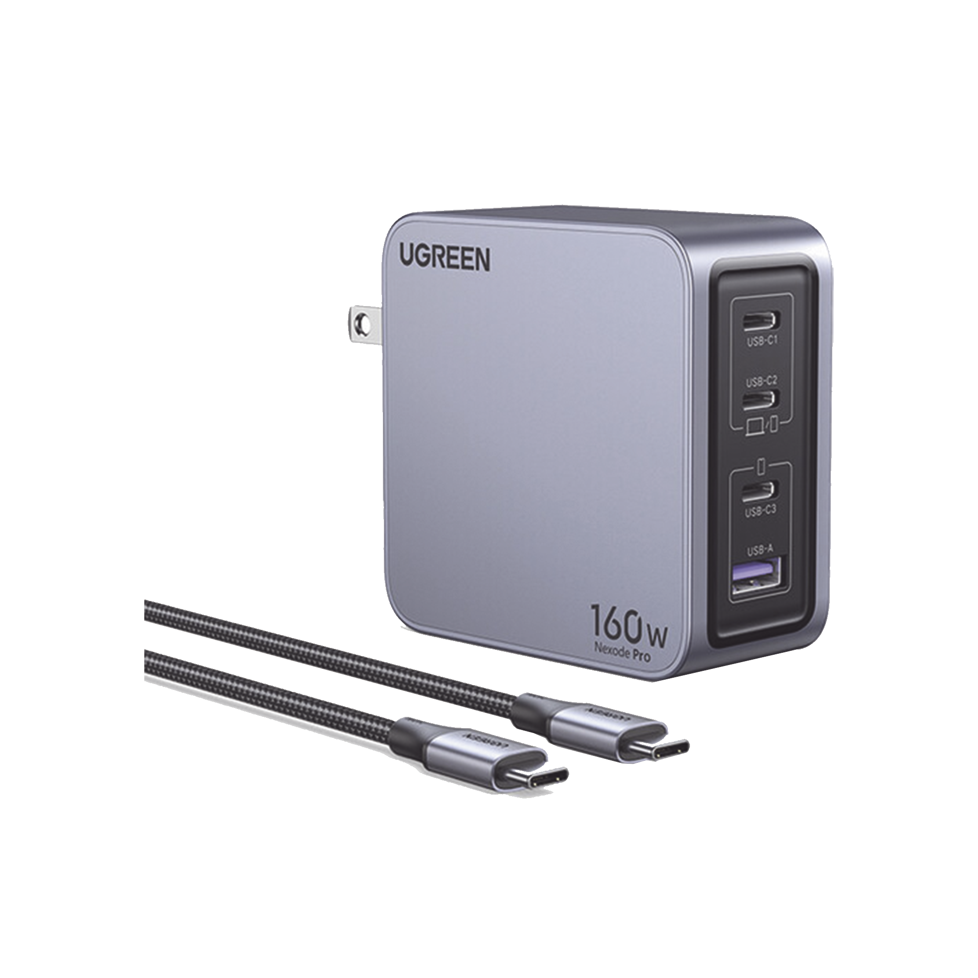 Cargador de 160W serie Nexode Pro | 4 Puertos de Carga Rápida | 3 USB-C | 1 USB-A | Tecnología GaNInfinity | PD3.1 de 140W / QC4.0 | Tecnología de Protección Térmica | Optimiza la Carga | Caja de Aluminio | Incluye Cable