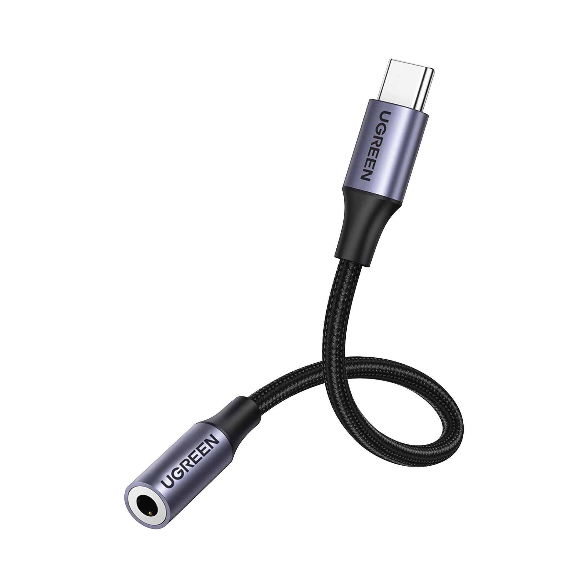 Adaptador USB Tipo C a Jack 3.5mm | Cable de 10 cm | Soporta CTIA/OMTI | HiFi | Plug & Play | Funda Anti Torceduras | Carcasa de Aluminio | Nylon Trenzado | Llama, Escucha Música y Controla.