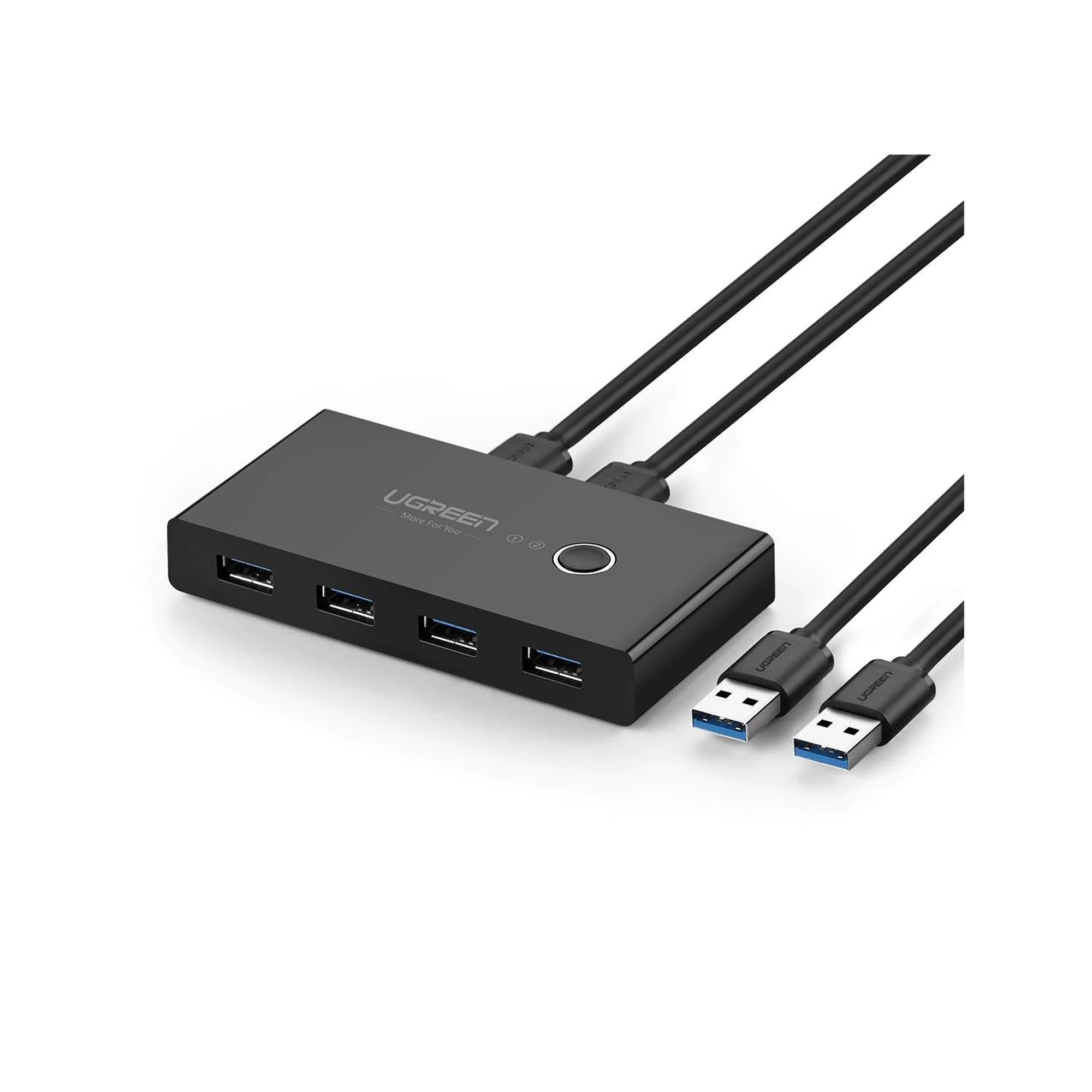 Conmutador USB para Compartir 4 Puertos USB 3.0 a 2 PC ?s | Cambio Mediante Botón | Incluye Dos Cables USB de 1.5 m | ABS | Permite que 2 Usuarios Compartan 4 Dispositivos Periféricos USB3.0, como una impresora, un escáner, etc.
