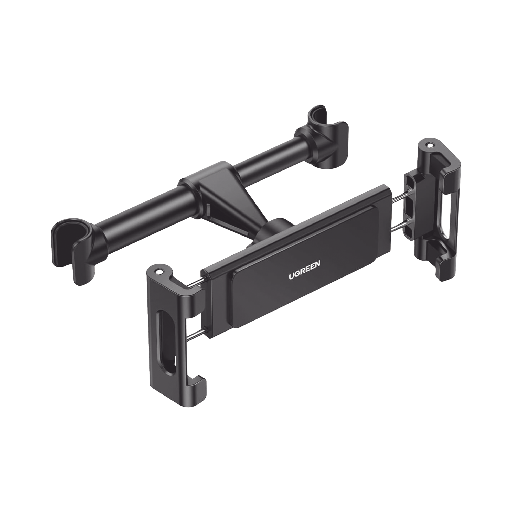 Soporte de Celular para Reposacabezas de automóvil / Compatibilidad con dispositivos de 4.7'' a 12.9'' / Ajustable de 101-144mm / Rotación de 360° / Goma Anti-Arañazos / Diseño Plegable / Anti Vibración / Aluminio +