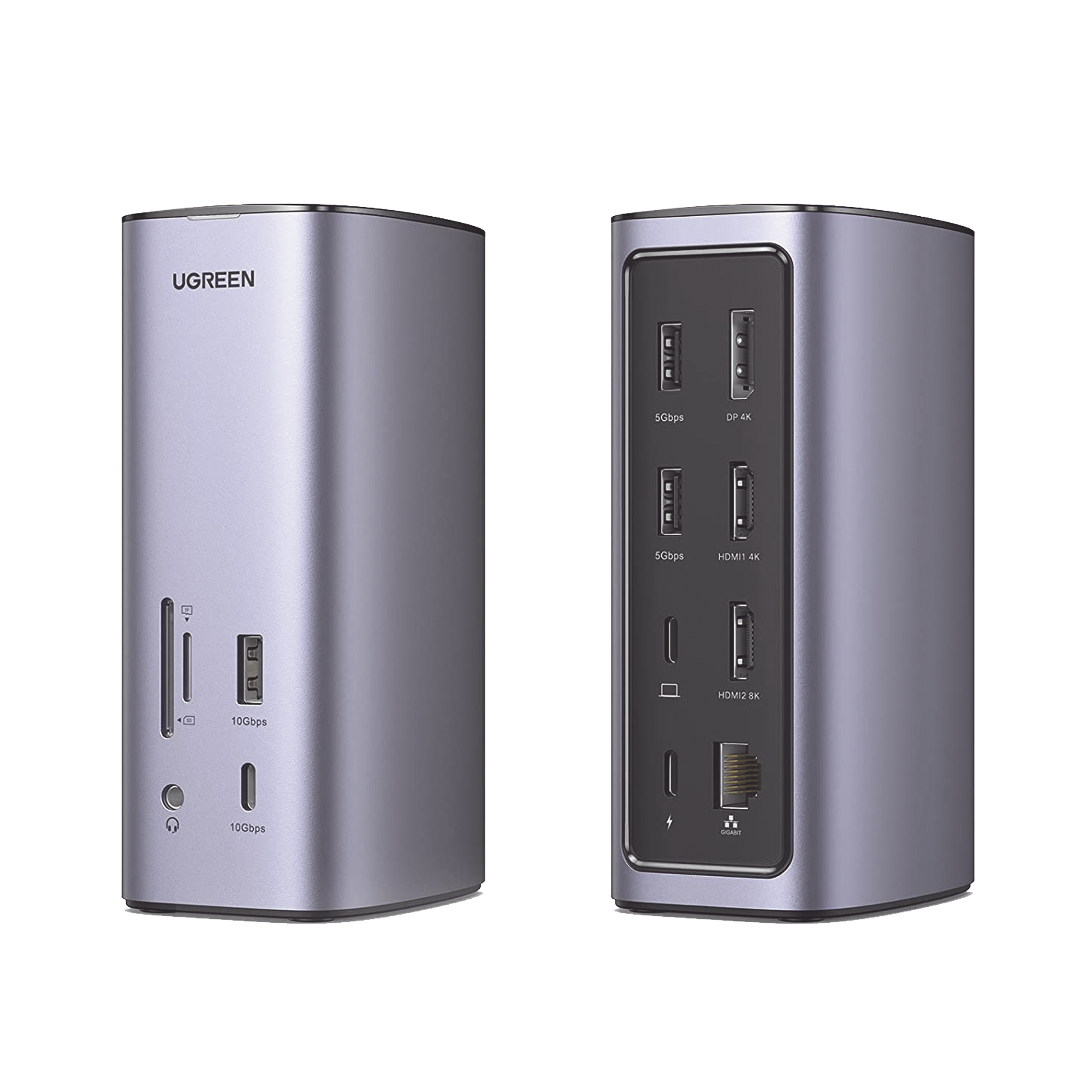 HUB USB-C (Docking Revodok Pro) 12 en 1 | 2 USB-A 3.0 | 1 USB-C PD Carga 100W | 1 USB-A 3.1 | 1 USB-C 3.1 | HDMI 4K | HDMI 8K Ultra HD | Display Port 4K | RJ45 (Gigabit) | Lector Tarjeta SD + Micro SD (TF) | Jack Audio 3.5mm.