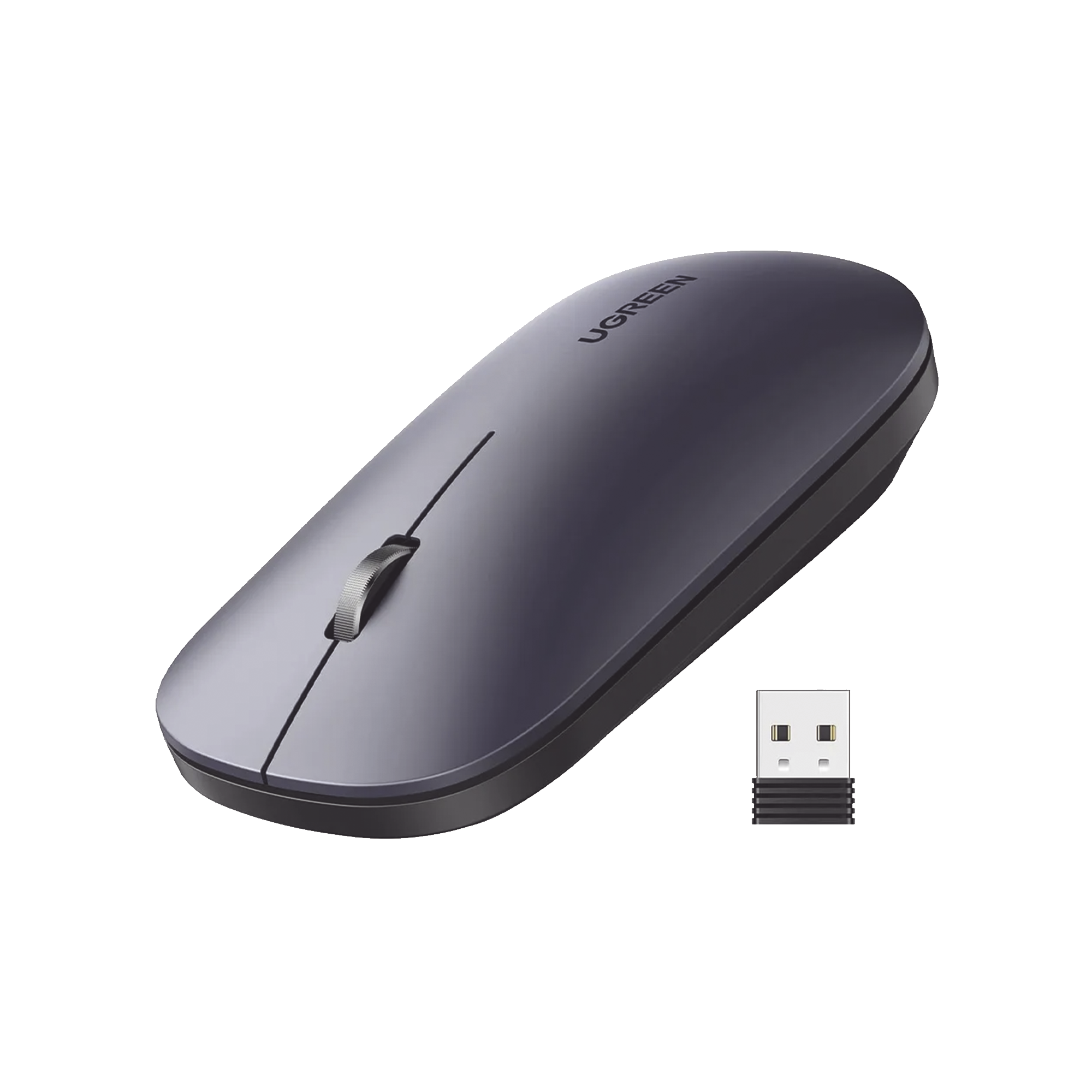 Mouse inalámbrico 2.4 GHz | Ultra Delgado y Silencioso | DPI 1000/1600/2000/4000 (Ajustable)  | Alcance 10m | Scroll de Aluminio | Adaptable a diferentes superficies | Diseño suave al tacto | Contiene Receptor USB | Color Negro.