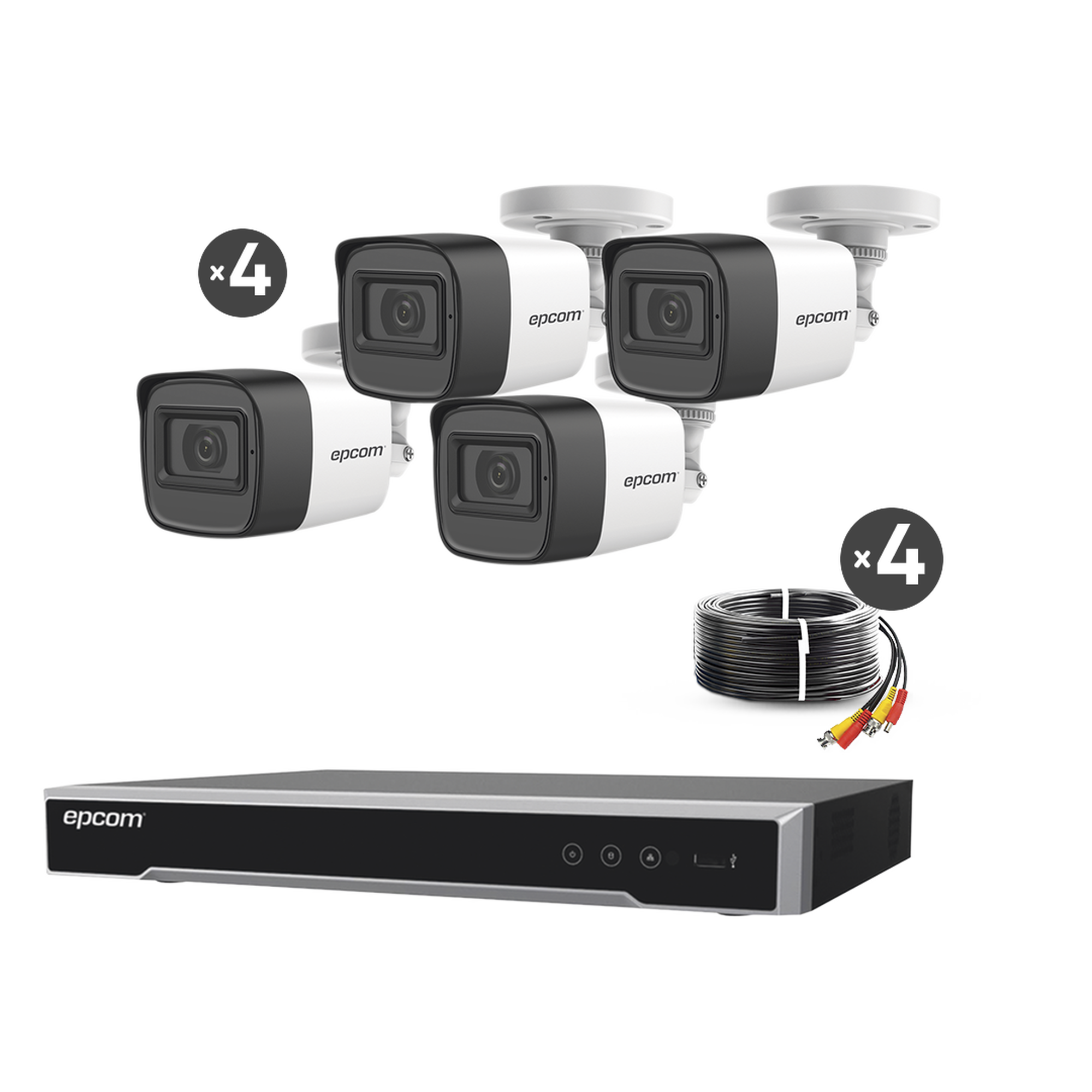 Kit TURBOHD 5 Megapixel / DVR 4 Canales / 4 Cámaras de 5 Megapixel con Micrófono Integrado / 4 Cables 18 Metros / Fuente de Poder Profesional