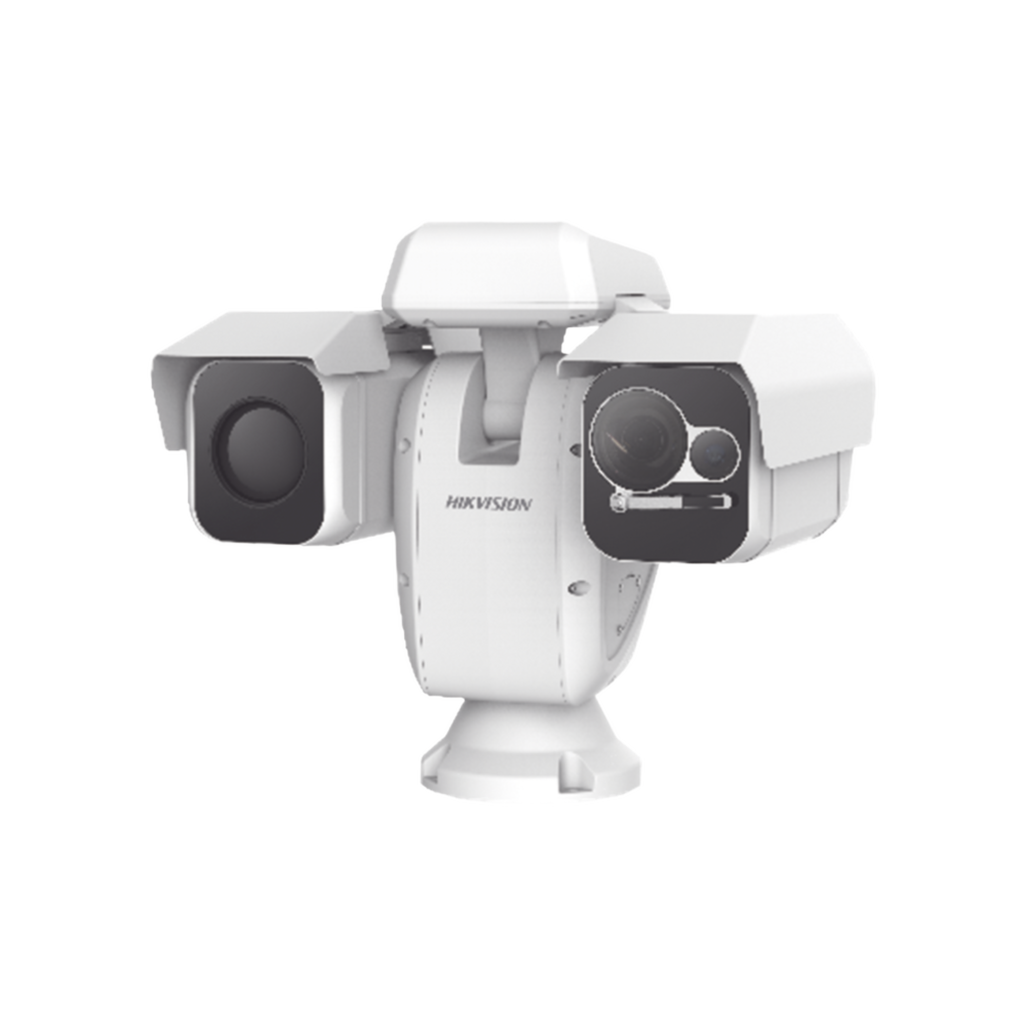 PTZ Punta de Poste IP Dual / Lente Térmico 100 mm (640 X 512) / Lente Óptico 56X Zoom (4 MP) / 800 mts IR Laser / 24 VCA / IP66 / Recubrimiento Anticorrosivo