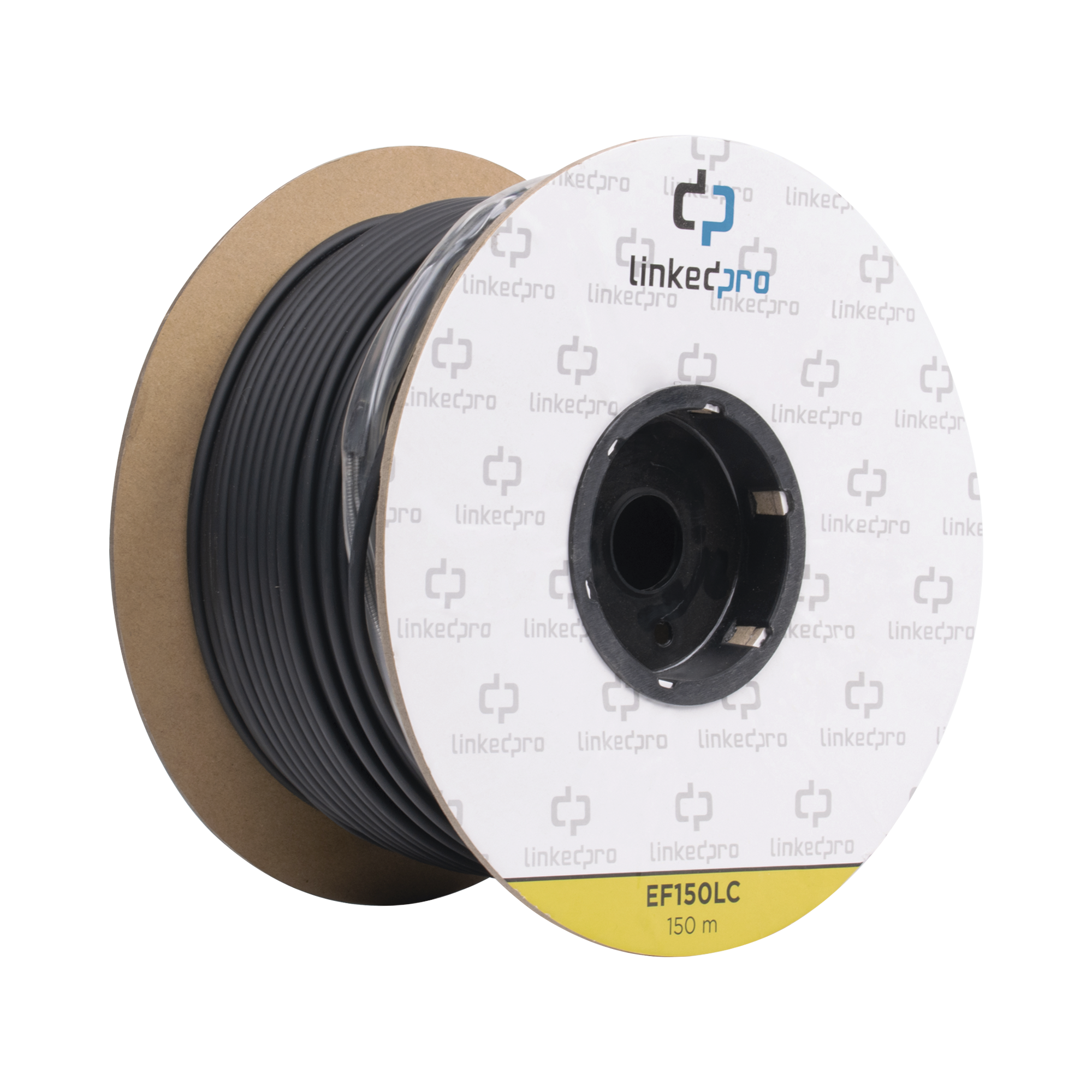 Carrete de Fibra Óptica Monomodo con conectores LC-LC Duplex, Reforzada con Kevlar, de 150 metros
