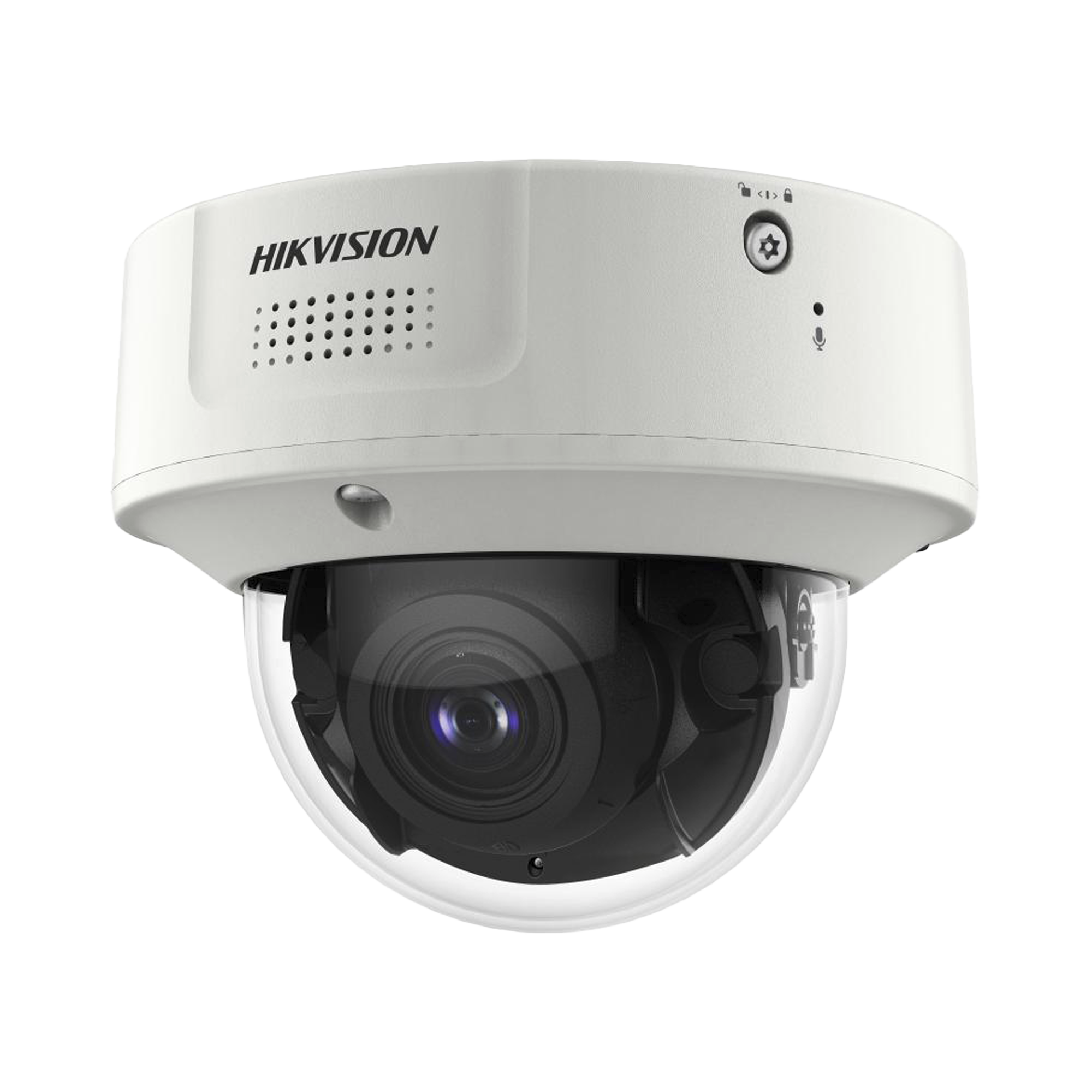 Domo IP 4 Megapixel / Lente Mot. 2.8 a 12 mm / 40 mts IR EXIR / IK10 / IP67 / H.265+ / WDR 140 dB / Captura Facial / DeepinView / Búsqueda por Atributos / 2 Micrófonos Integrados / Micro SD