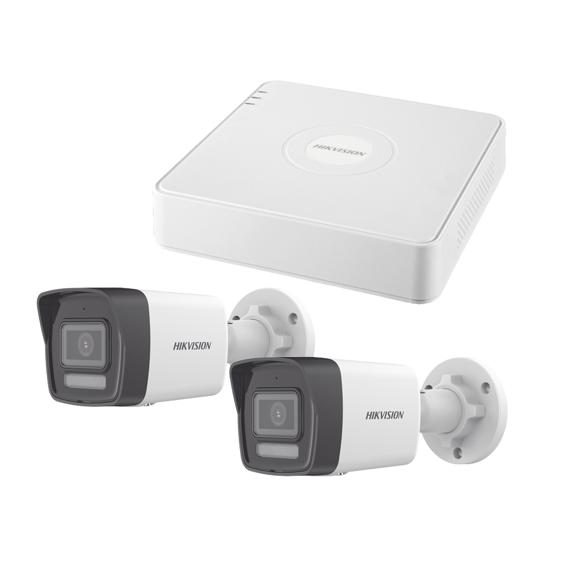 Kit IP 1080p (2 Megapixel) / NVR de 4 Canales con 4 Puertos PoE / 2 Cámaras Bala IP con Microfono Integrado / ColorVu Lite y ACUSENSE Lite