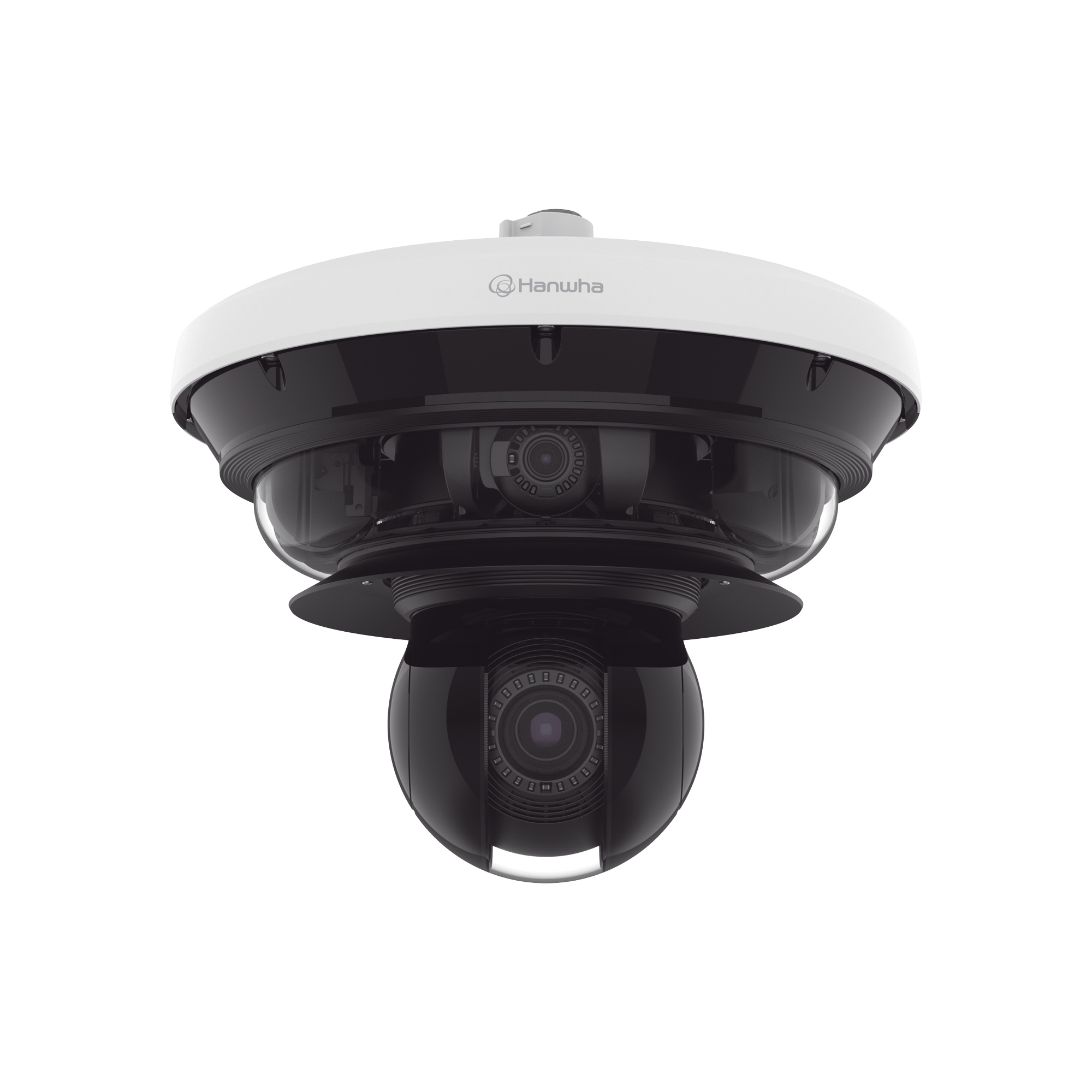 Cámara IP Multisensor 34MP (4 sensores 4K) con lentes motorizados / PTZ 2 MP 40X / Hasta 2 tarjetas MicroSD de 512GB / WDR de hasta 150dB / IP66 / IK10 / autoseguimiento / Inteligencia artificial para eventos