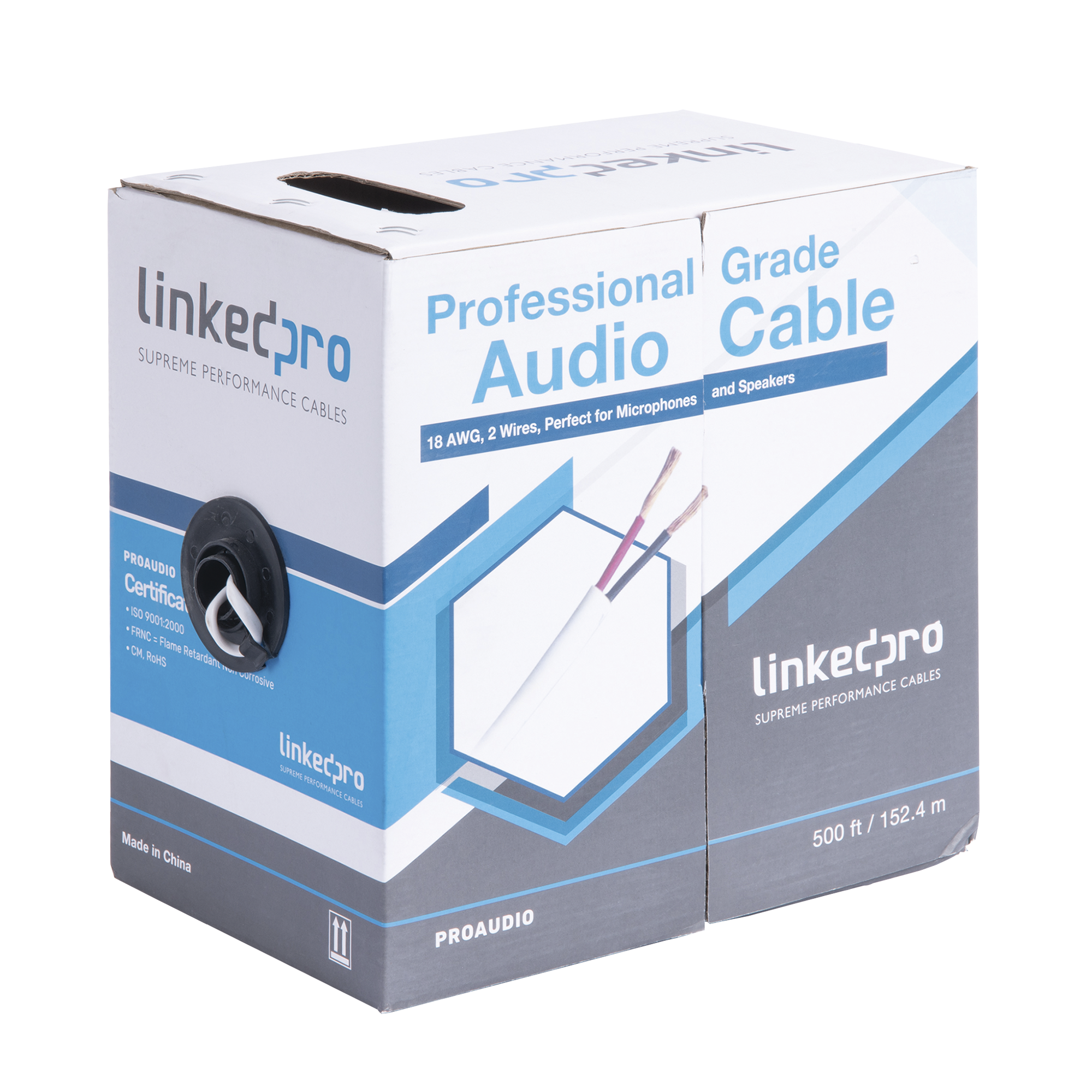 Cable para audio profesional de 2 conductores calibre 18 para aplicaciones de audio y automatización bobina de 152 m