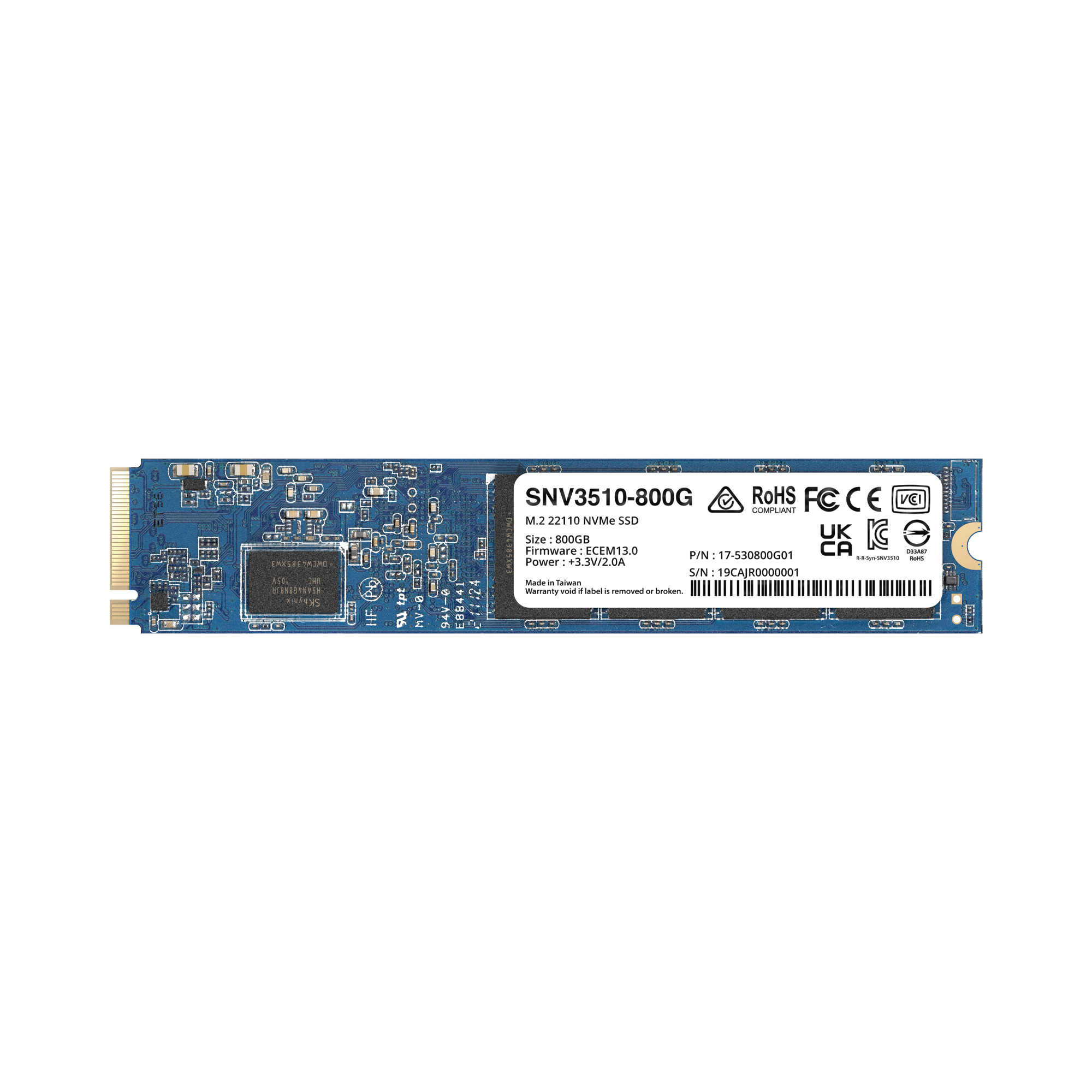 SSD 800GB NVMe M.2 22110, diseñada para Synology NAS con ranuras M.2 integradas